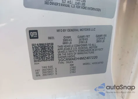 2021 Chevrolet Silverado 1500 2Wd Standard Bed Wt из США, поврежденный, VIN 1GCRWAEH4MZ407220